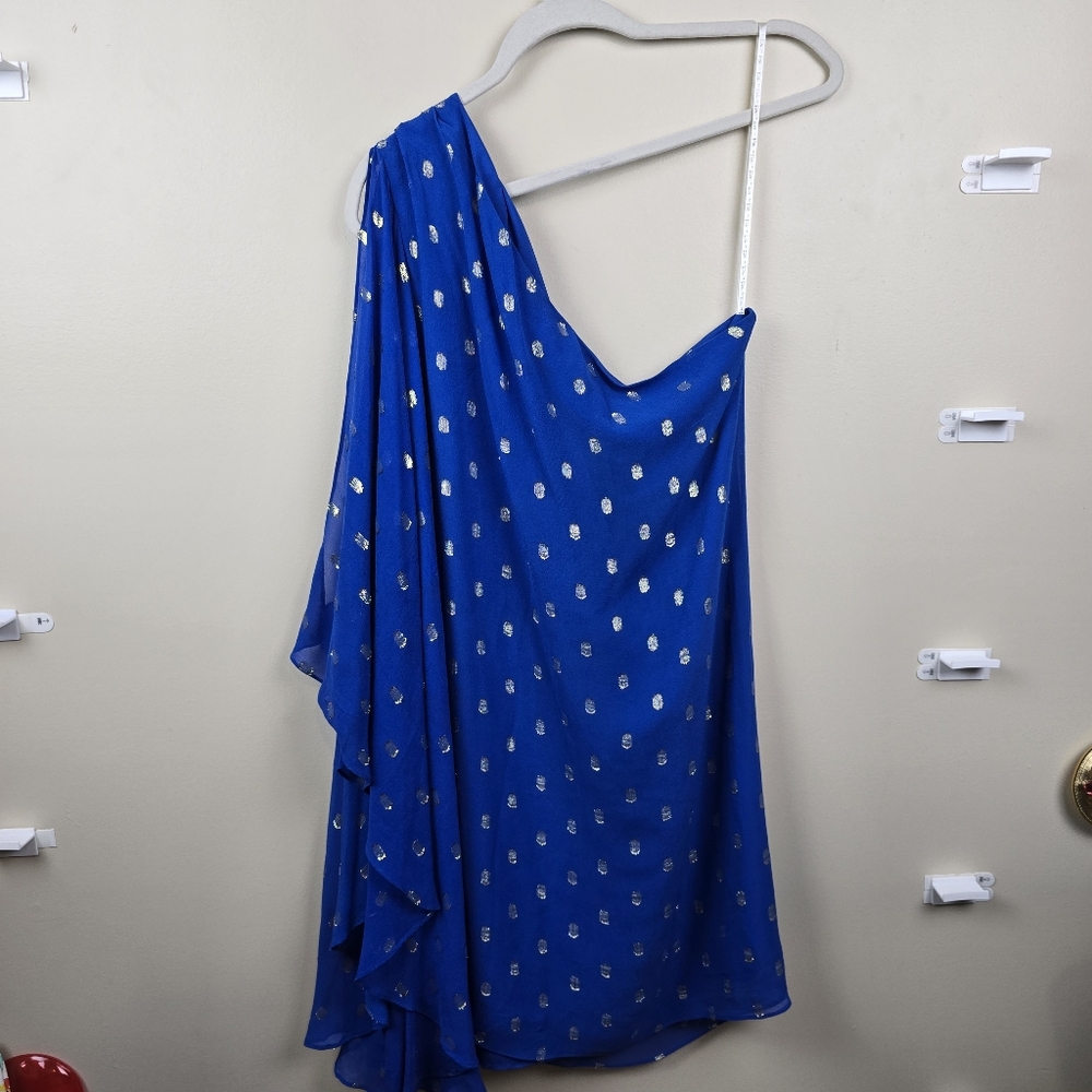 Lilly Pulitzer Blue Silk Blend One Shoulder Dress Size 10 - Picture 7 of 7